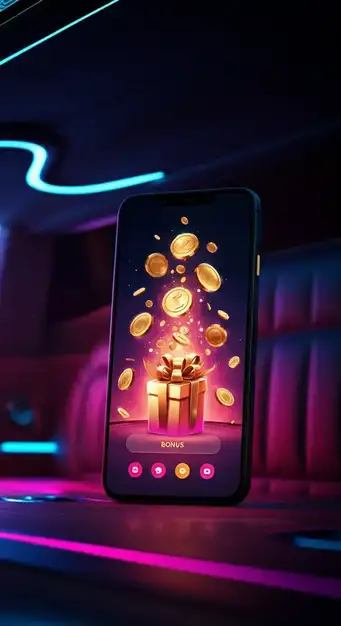 Joueur satisfait recevant un bonus de bienvenue de Nine Casino avec des tours gratuits et de l'argent supplémentaire, illustrant les promotions attrayantes de la plateforme