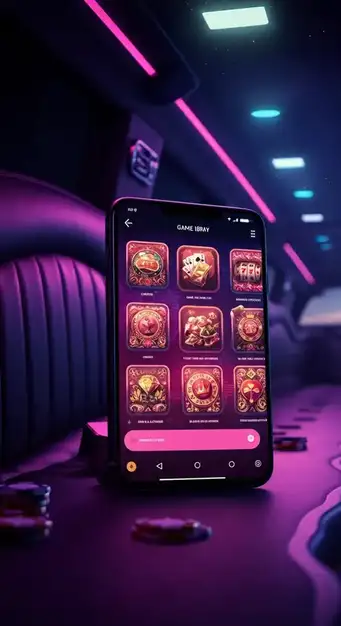 Interface de jeu colorée de Nine Casino affichant une variété de machines à sous populaires et des vignettes de jeux en direct, représentant l'immense ludothèque